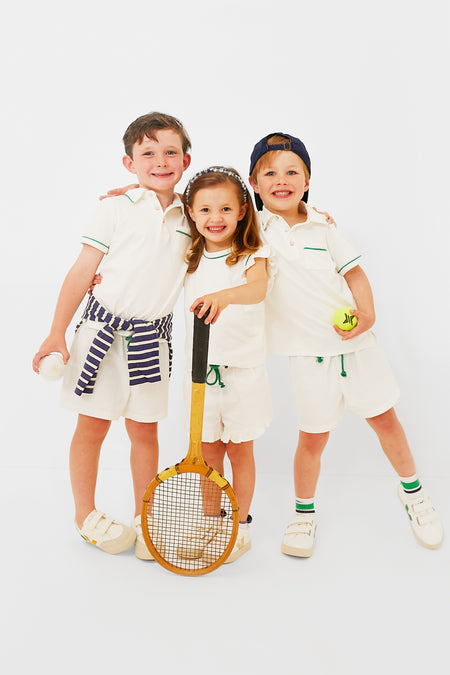 Exclusive Green Piping White Bingo Short