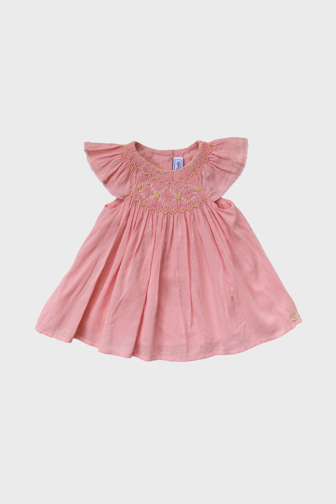Pink Smocked Flutter Sleeve Dress