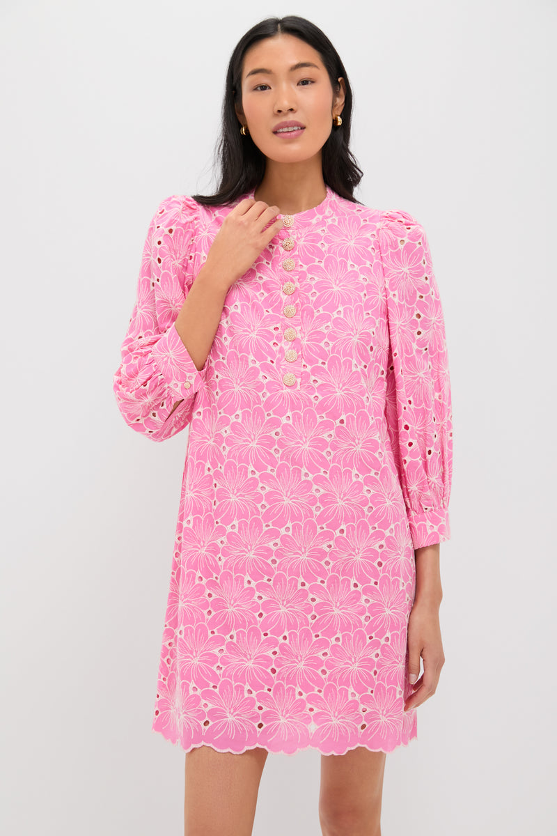 Pink Floral Eyelet Samantha Dress