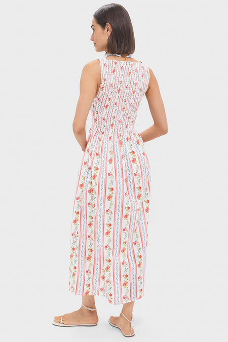 Pomegranate Stripe Cosima Nap Midi Dress