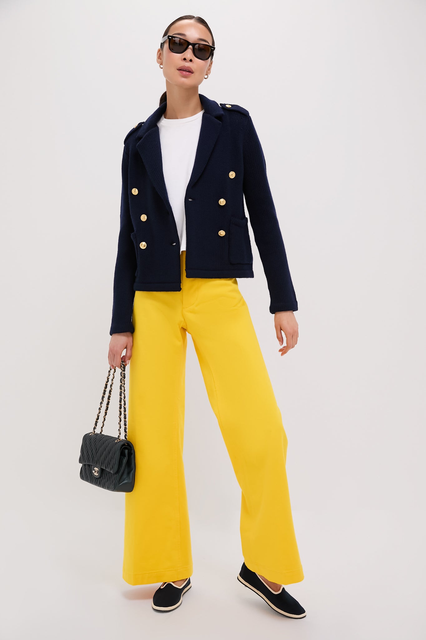 CHANEL Blue Calfskin Coco Pleats Double Flap Bag