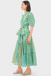 Exclusive Ascot Teal Puff Sleeve Maxi Dress