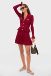Burgundy Pointelle Knit Mini Dress