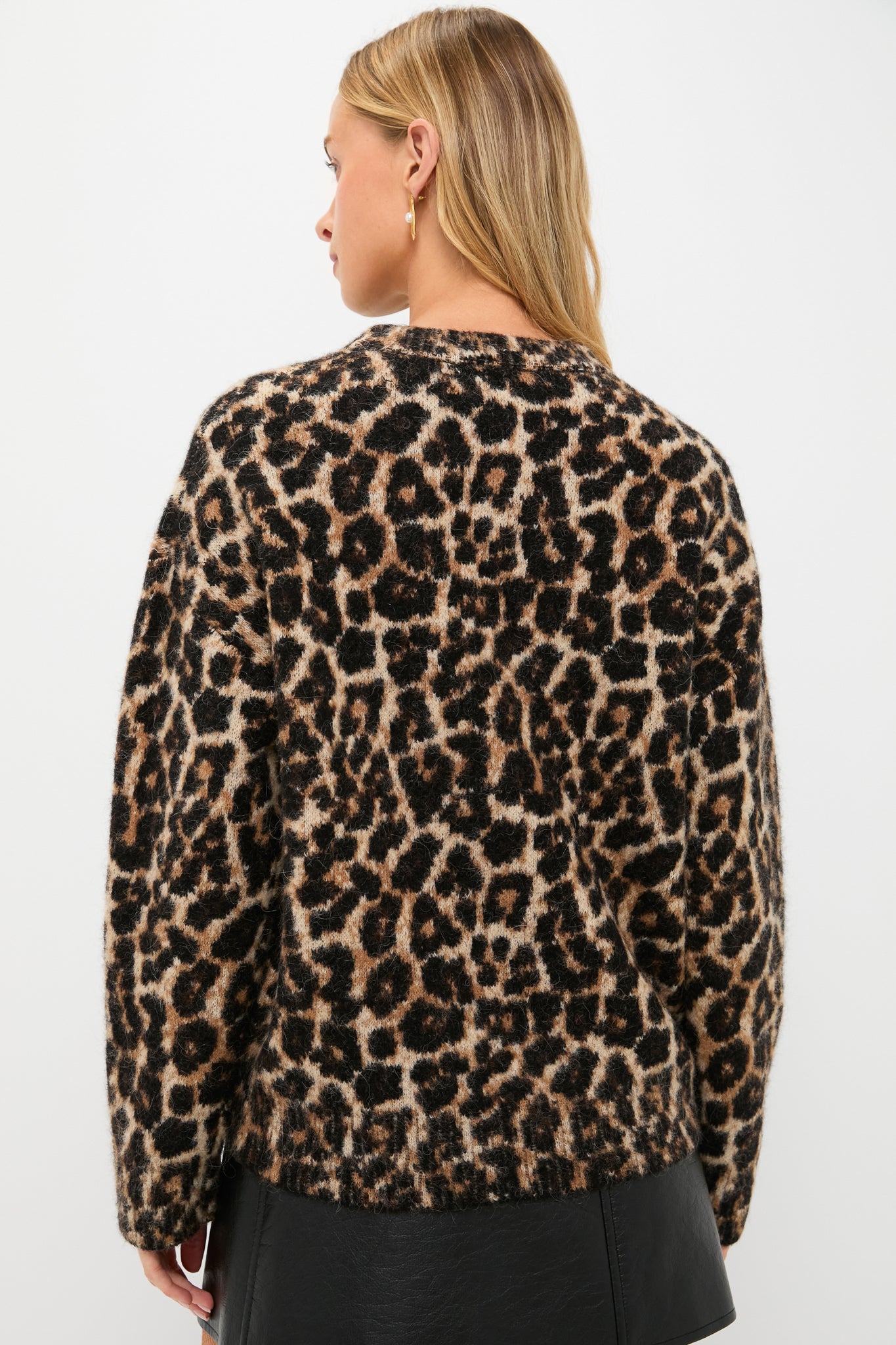 Black and Brown Leopard Sydney Crew Sweater | Anine Bing Black and Brown Leopard Sydney Crew Sweater | Anine Bing