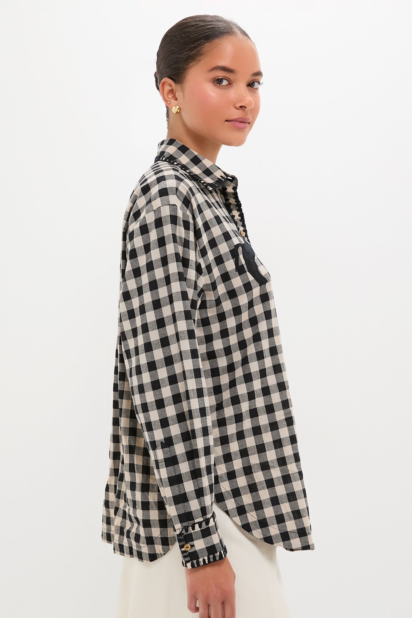 Black Plaid Boyfriend Shirt