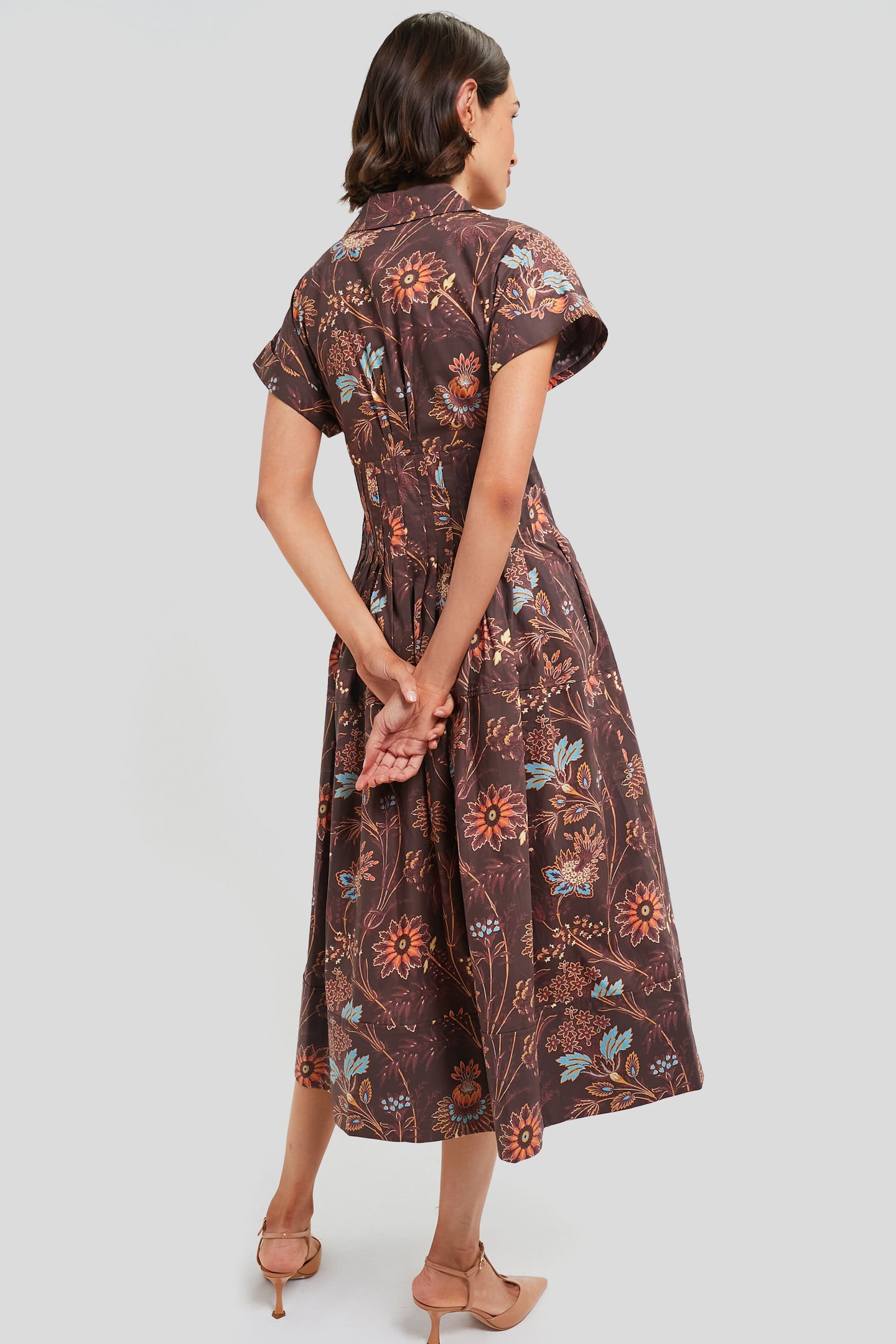 Brown Vint Blossom Nash Midi Dress