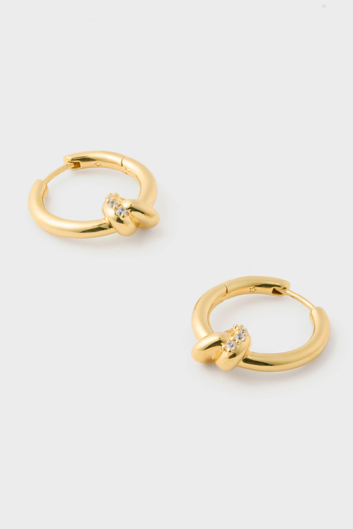 Gold Lucy Williams Pave Knot Small Hoop Earrings