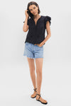Noir Effie Flutter Sleeve Top
