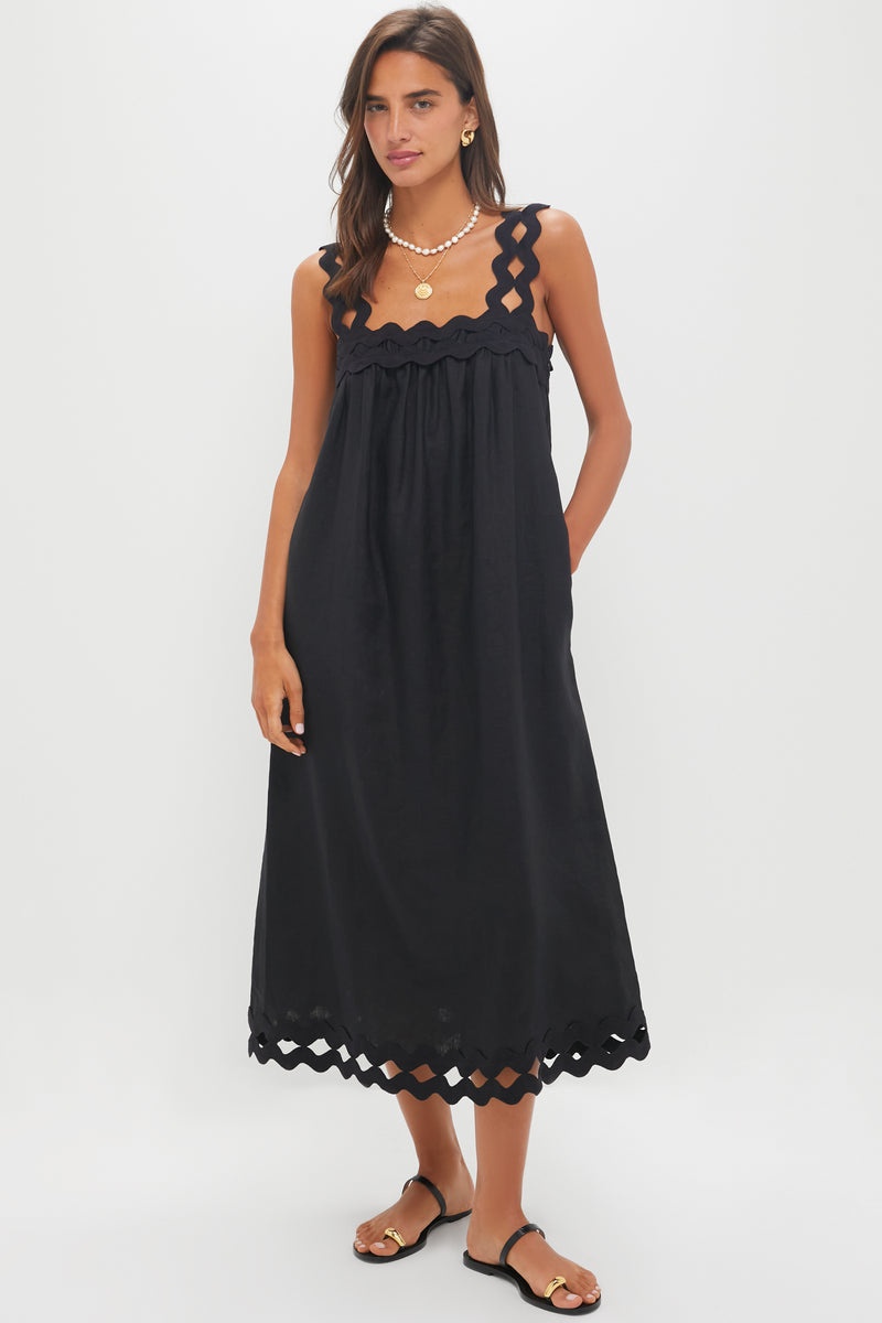 Black Ric Rac Linen Ellis Dress