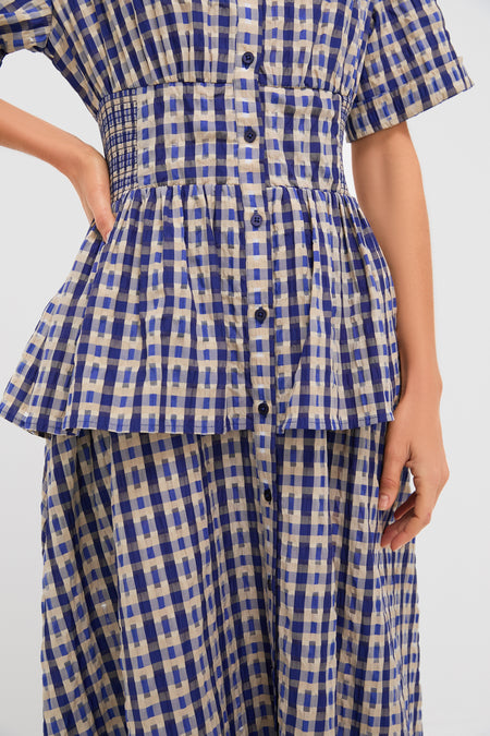 Navy Check Boogie Woogie Bugle Boy Dress