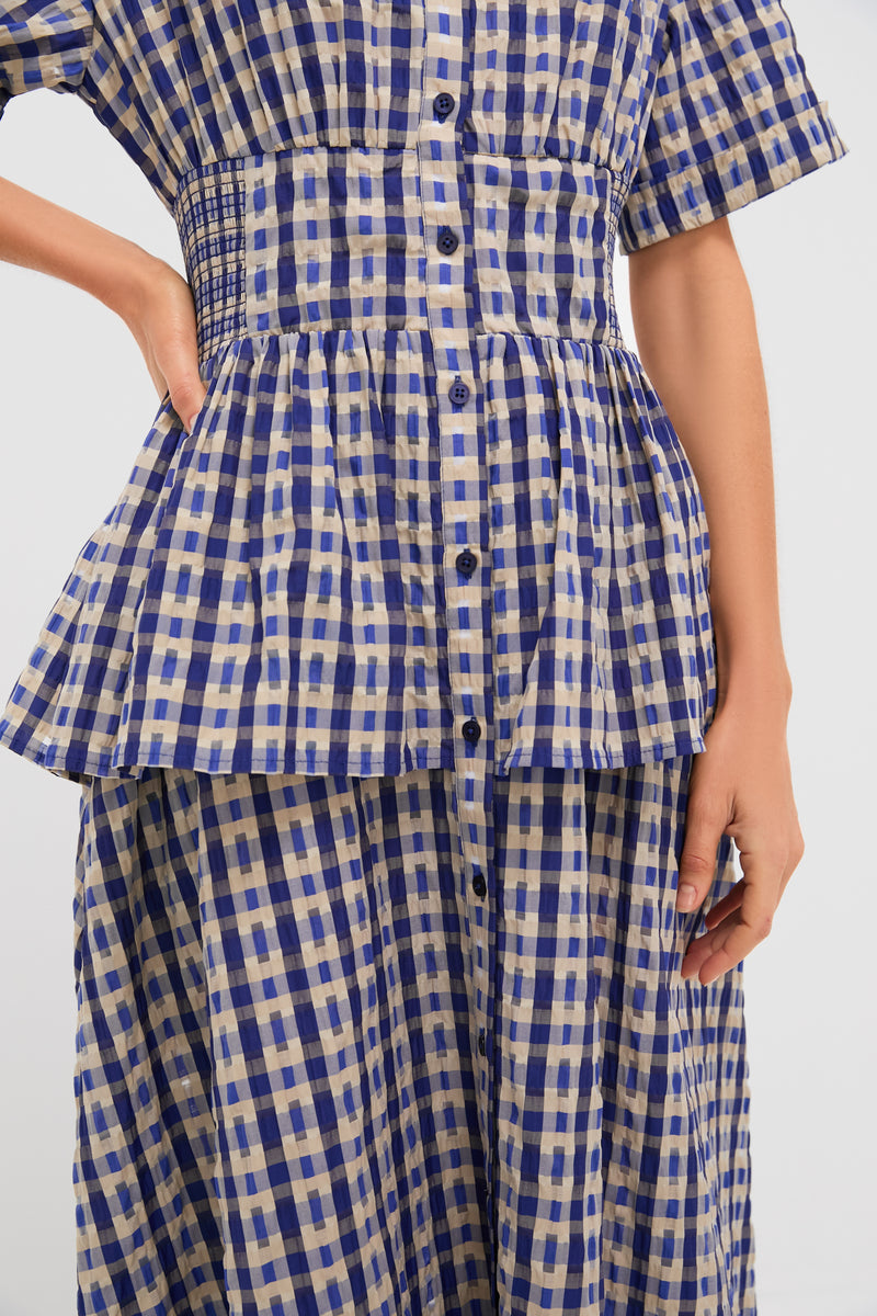 Navy Check Boogie Woogie Bugle Boy Dress