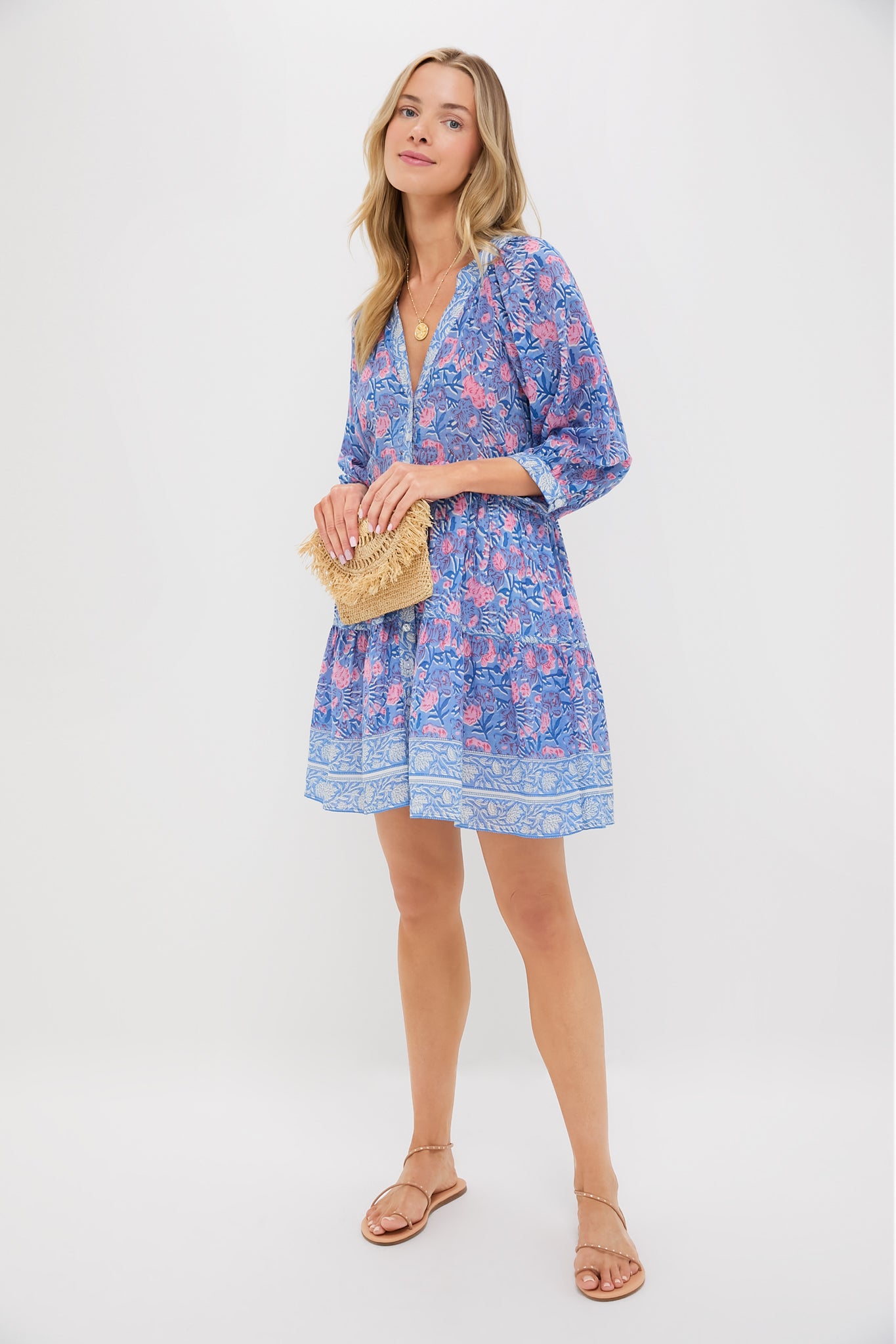 Blue Pink Printed Clara Mini Dress | Bell by Alicia Bell Blue Pink Printed Clara Mini Dress | Bell by Alicia Bell