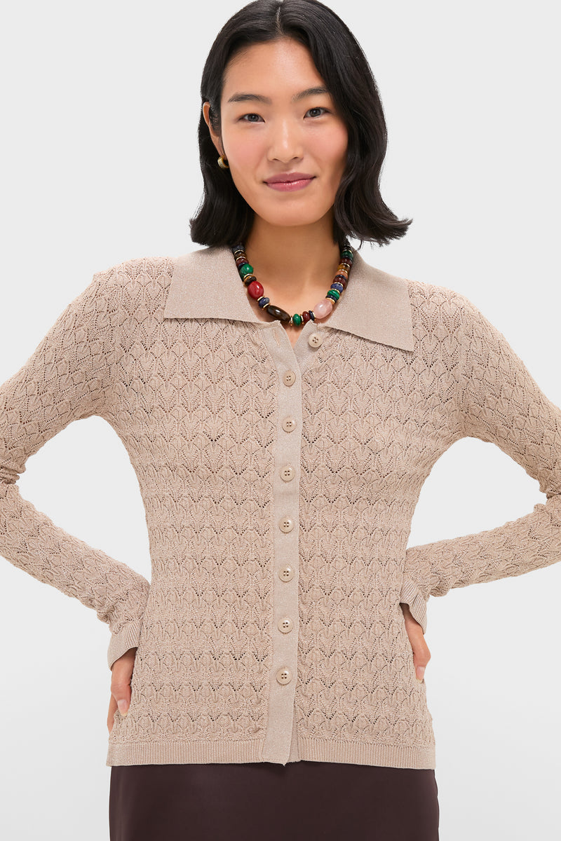 Champagne Ruby Knit Long Sleeve Polo