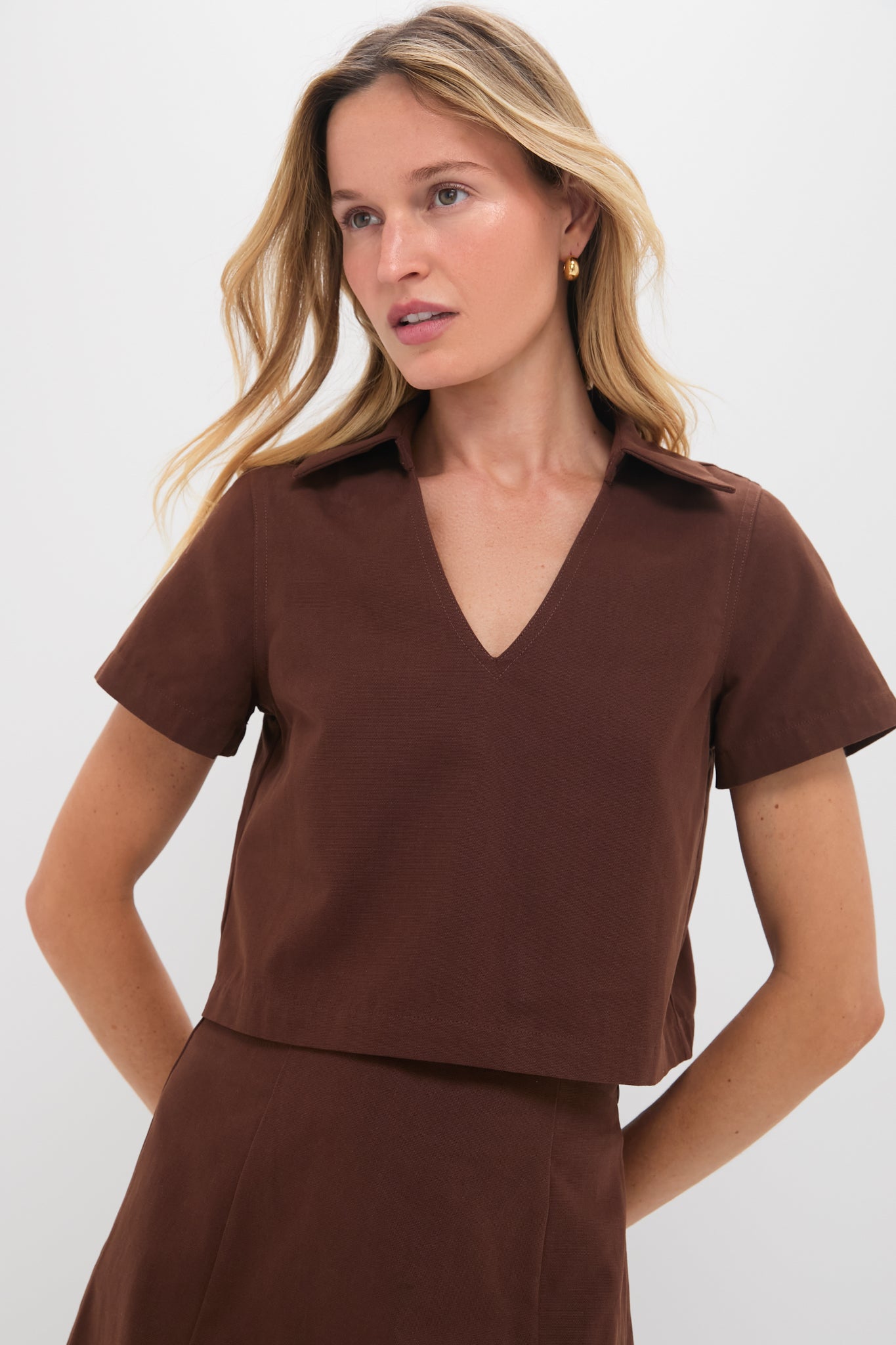 Chocolate Brown Cropped Glenn Top