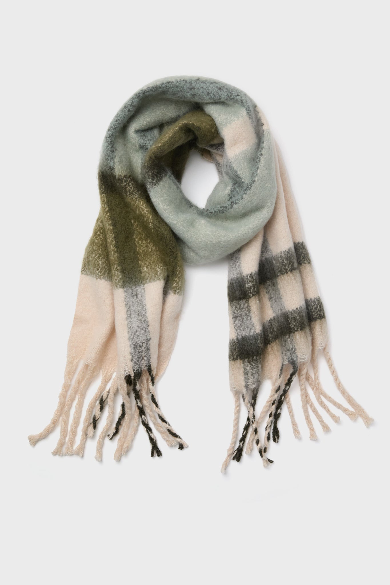 Soft Mint Isla Tartan Boucle Scarf | Barbour