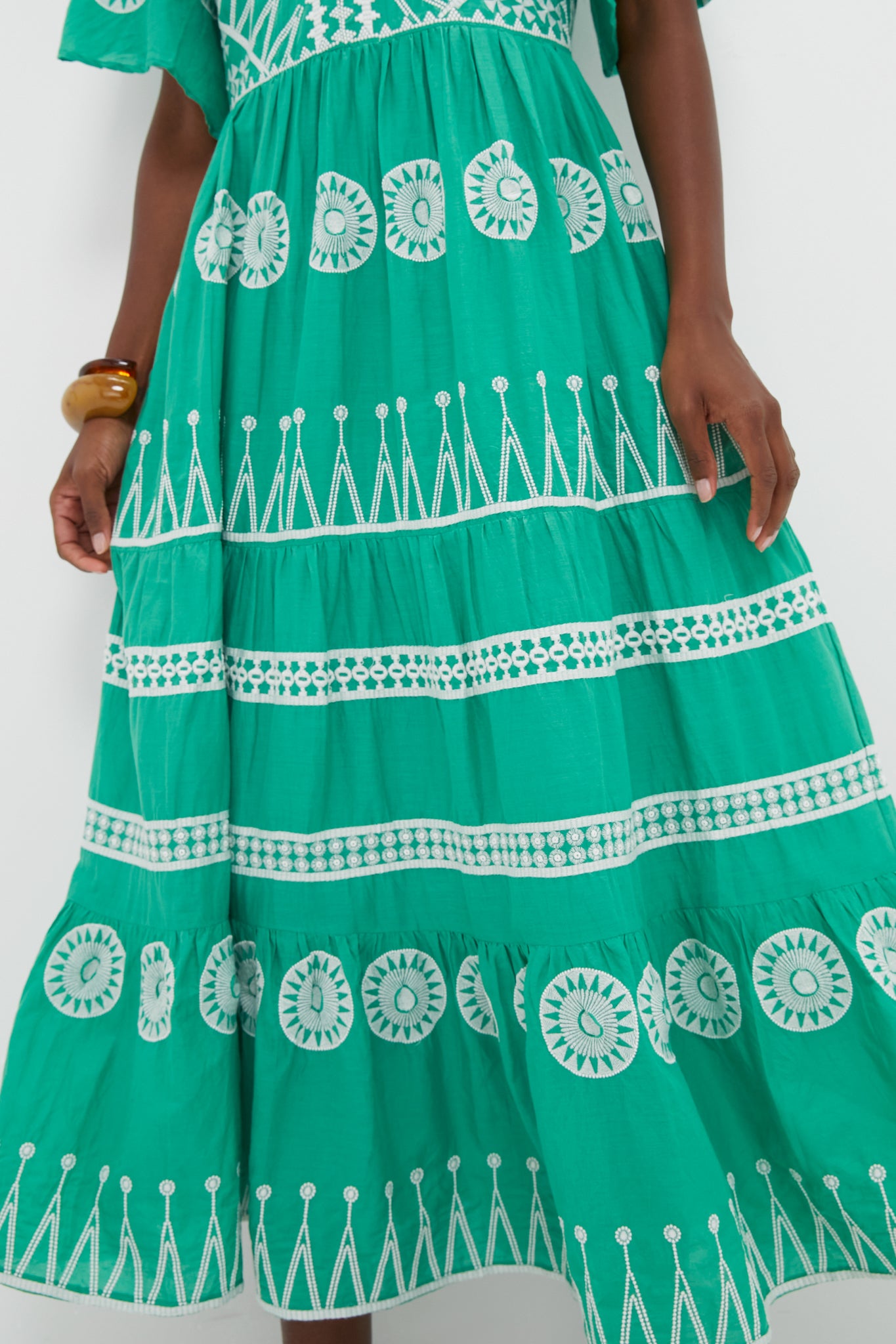 Soleil Sage Flirty V-Neck Maxi Dress