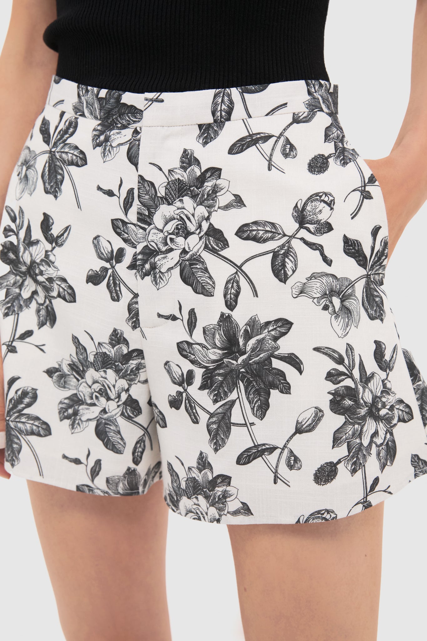 Black & Ivory Floral Hallie Shorts