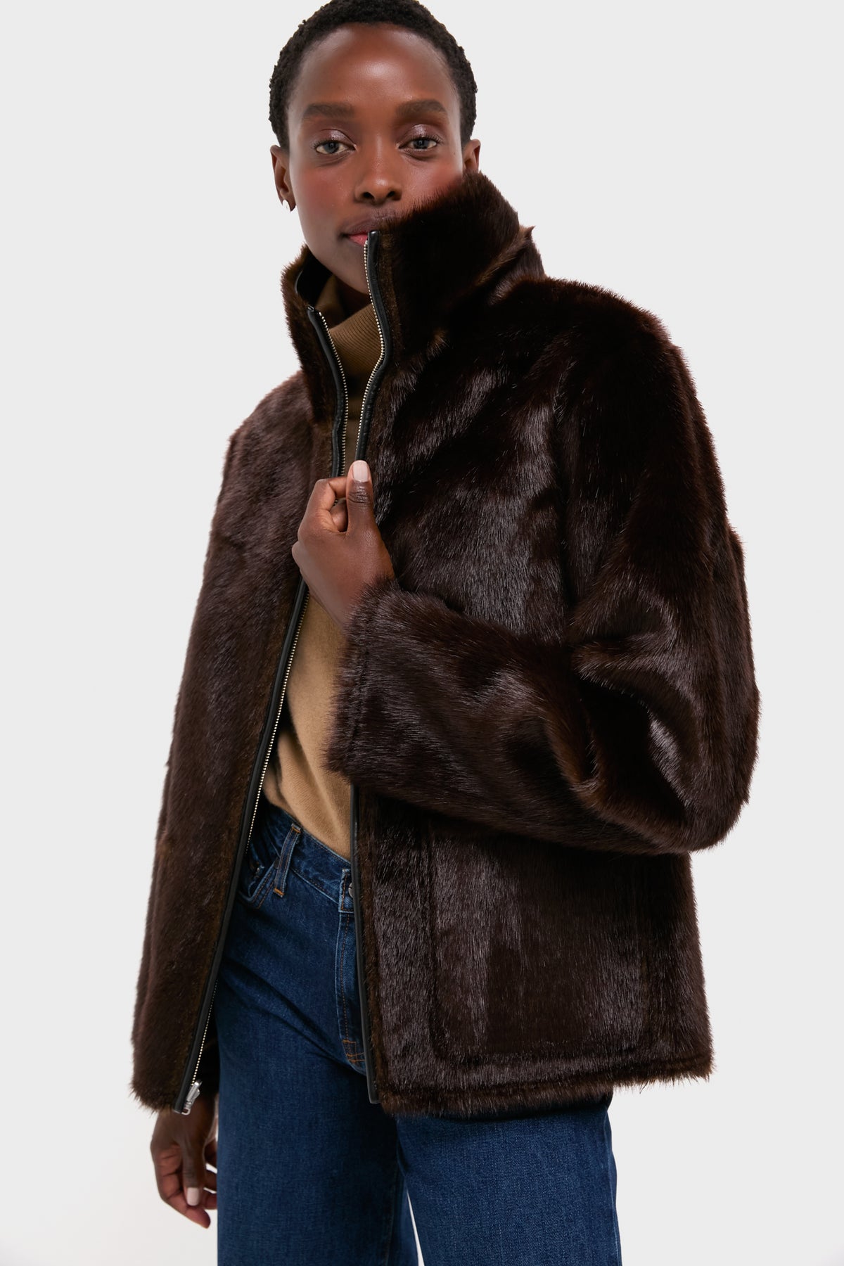 Black and Brown Reversible Brella Jacket