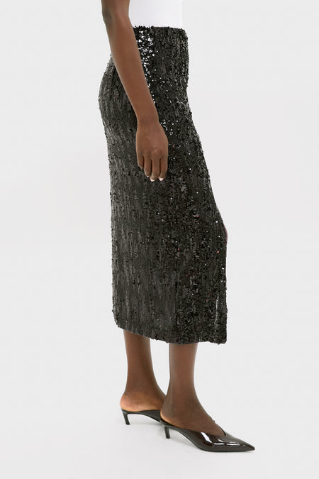 Black Sequin Pencil Skirt