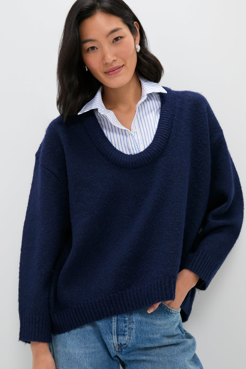 Navy Removable Collar Dickey Sweater