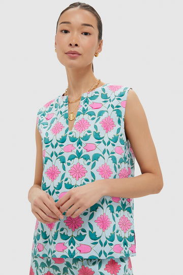 Salvia Blue Lisbon Print Alegra Top