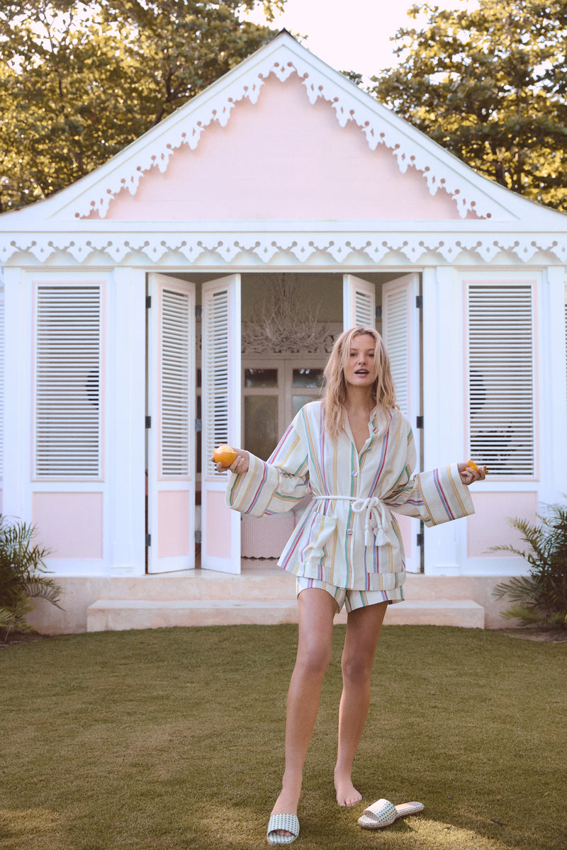 Green Gingham Veronica Slide Sandals