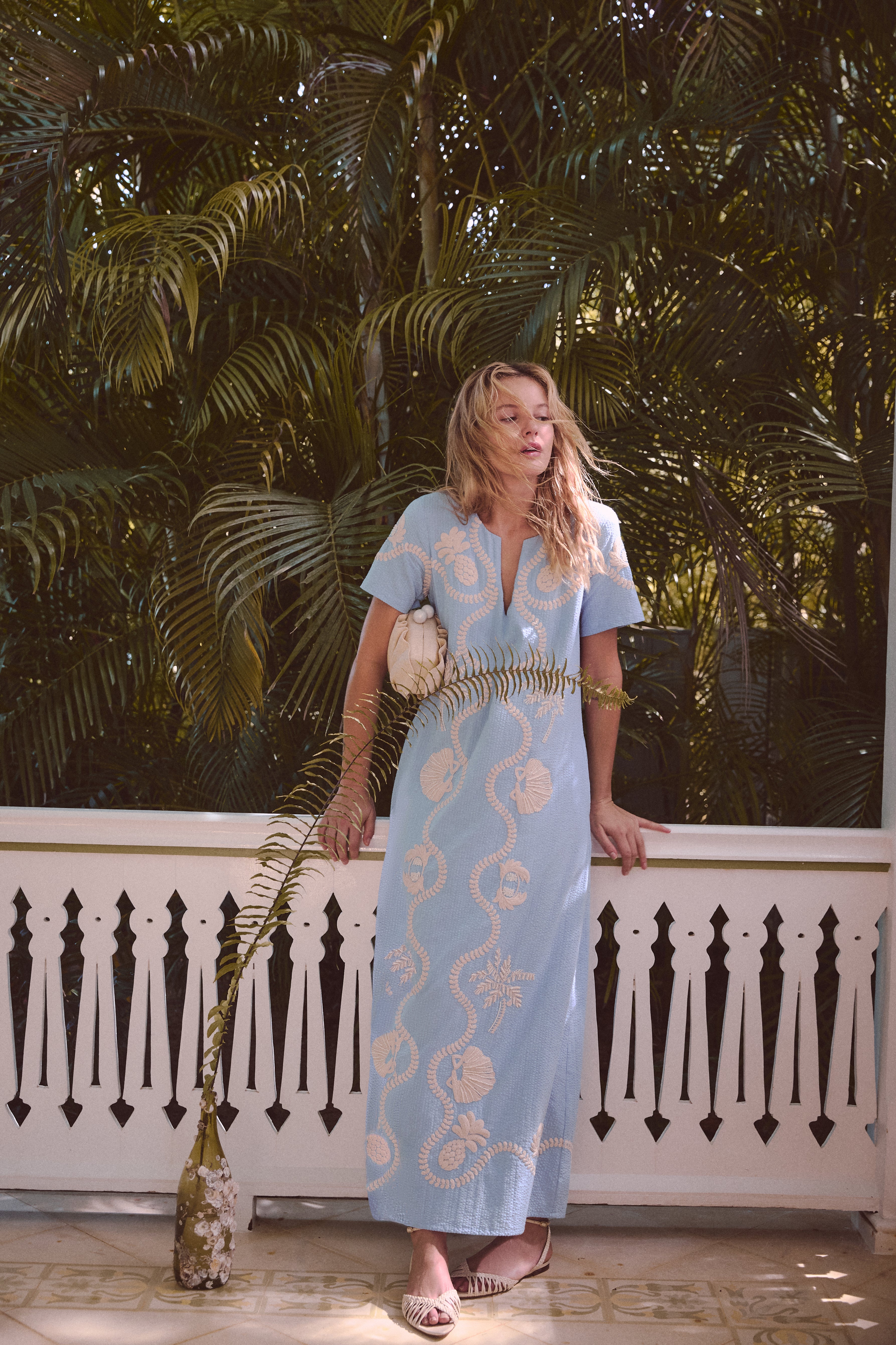 Blue Seersucker Embroidered James Dress | Tuckernuck