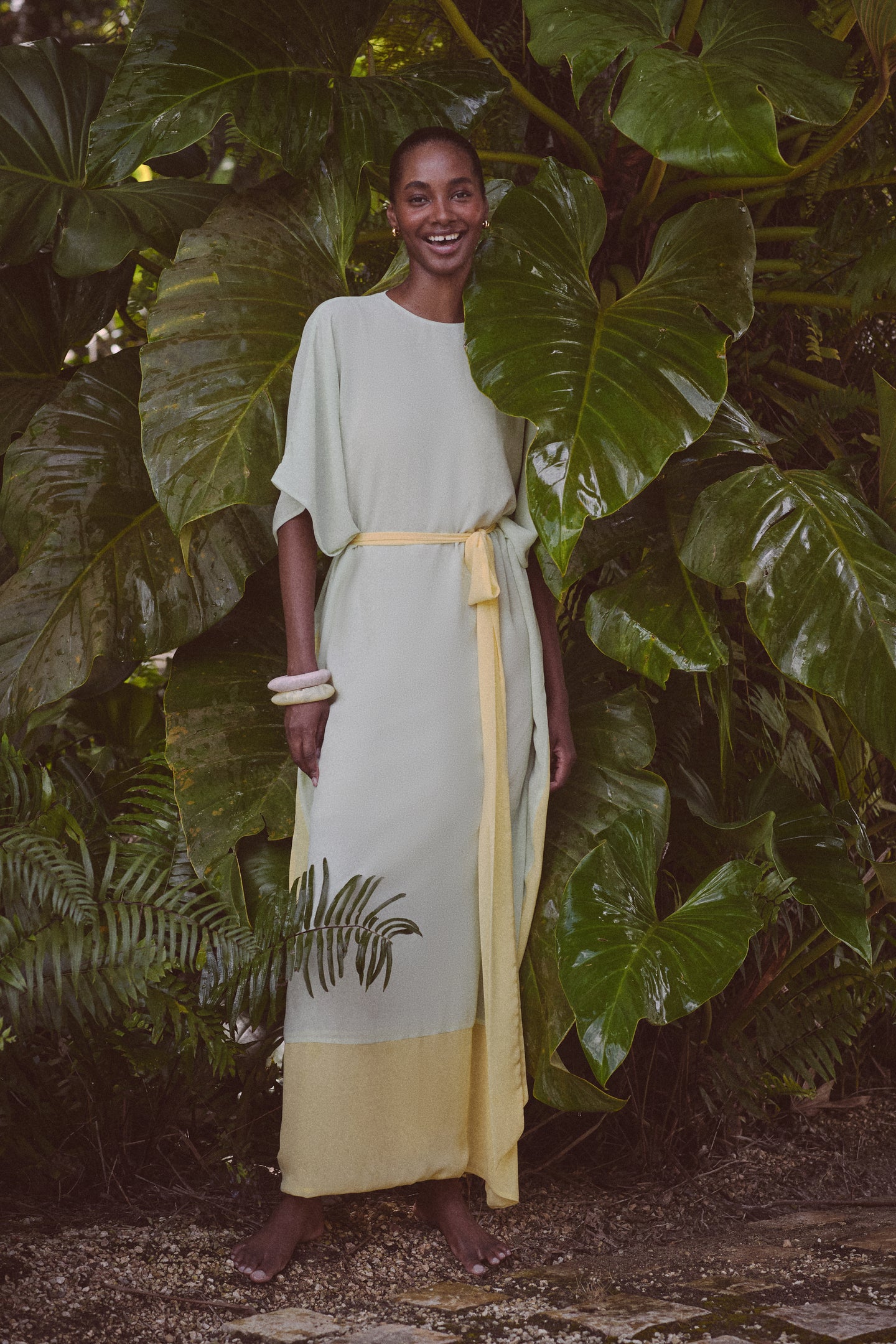 Mint Chiffon Rainier Caftan Gown