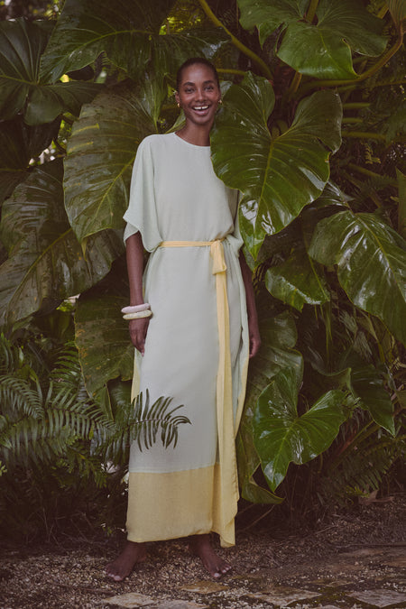 Mint Chiffon Rainier Caftan Gown