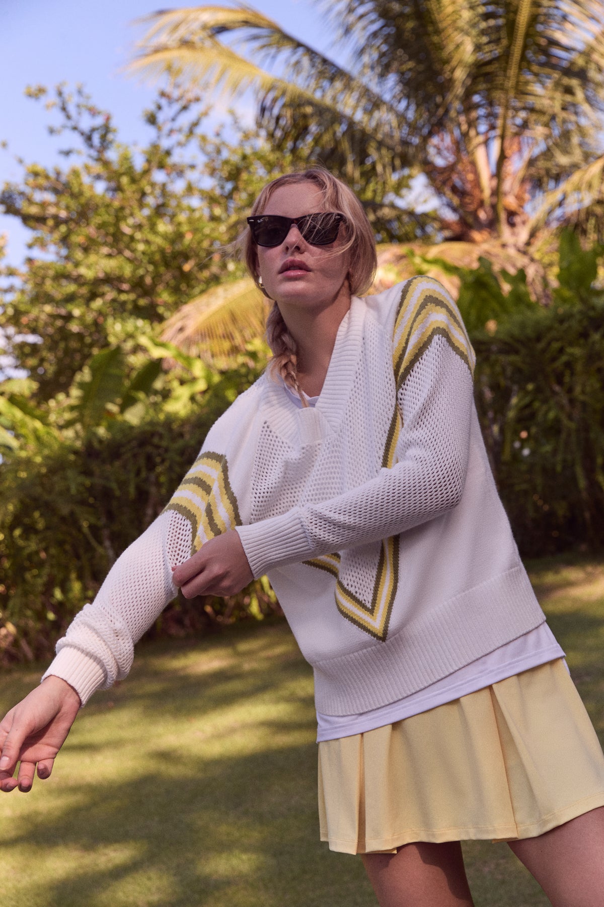 White Emaline V-Neck Pullover