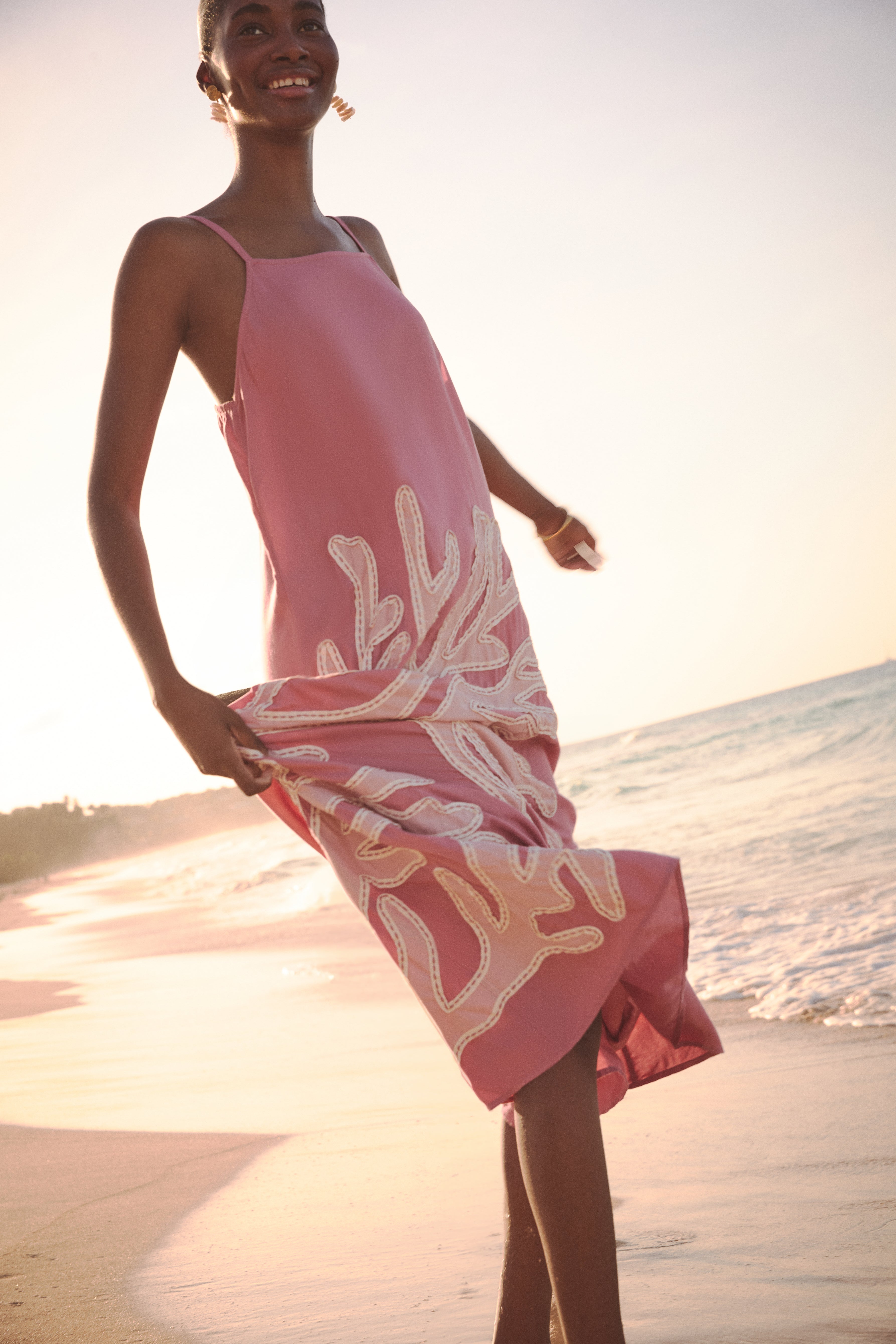 Pink Embroidered Coral Millay Dress | Tuckernuck