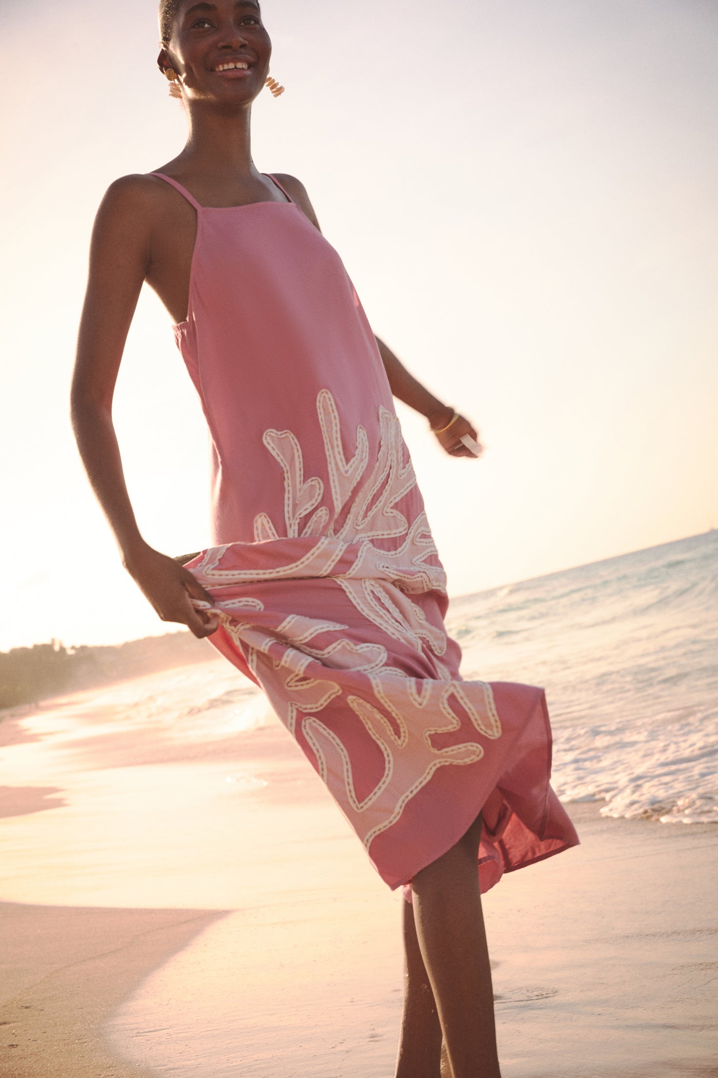 coral pink dress Pink Embroidered Coral Millay Dress