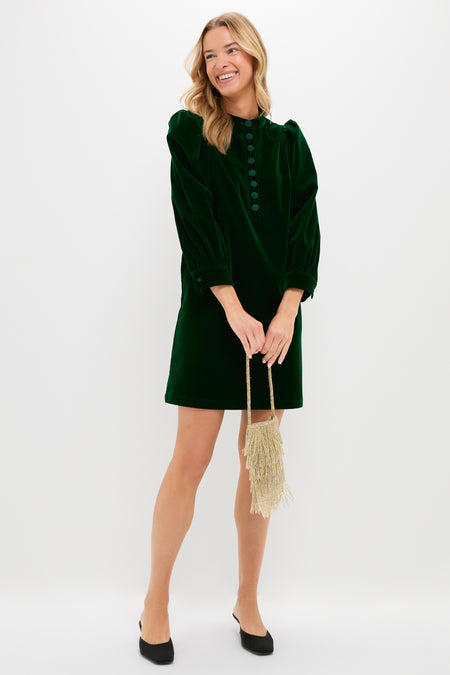 Hunter Green Velvet Samantha Dress Pomander Place