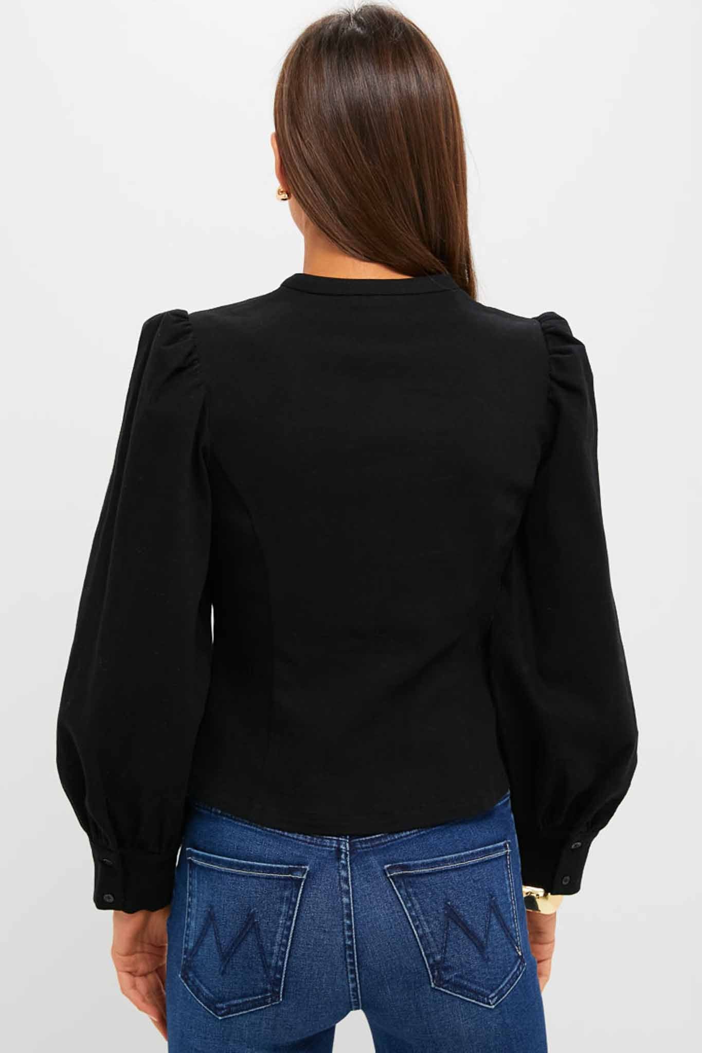 Black Denim Front Zip Anderson Blouse
