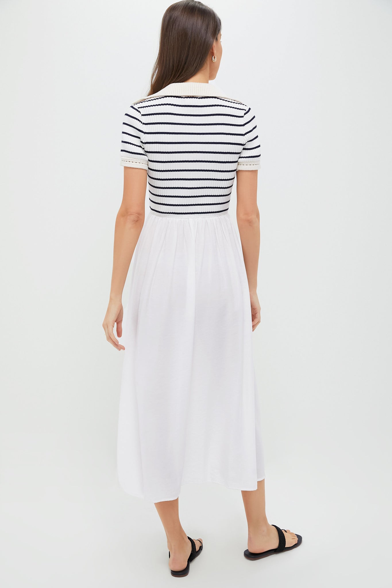 Ivory Striped Polo Midi Dress | Moon River Ivory Striped Polo Midi Dress | Moon River