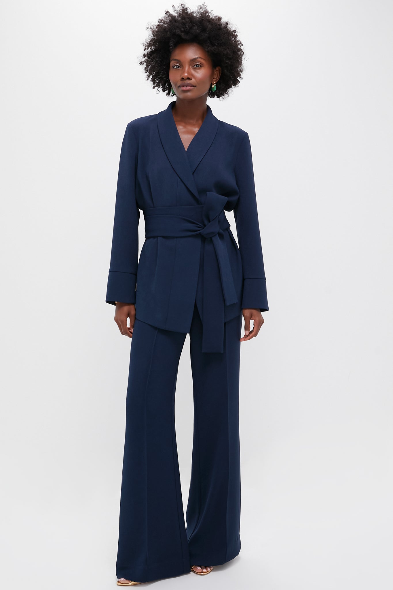 Navy Crepe Talia Wrap Blazer
