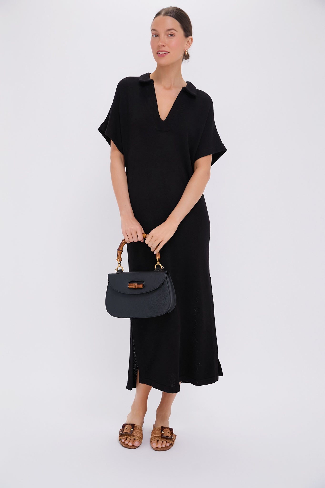 Gucci Black Medium Bamboo Top Handle Bag