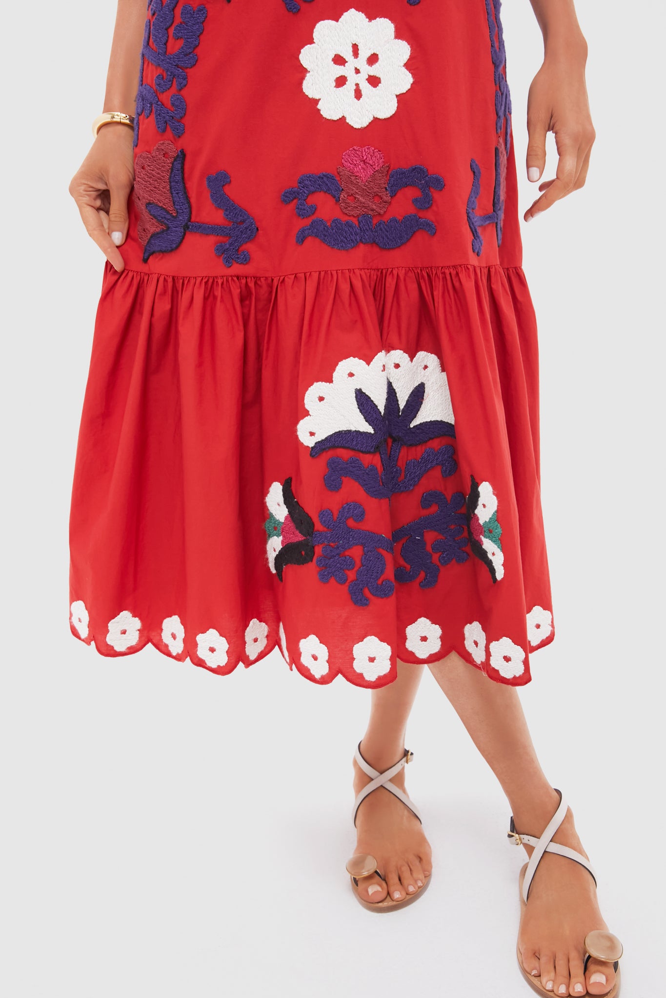 Red Catrine Applique Tank Dress