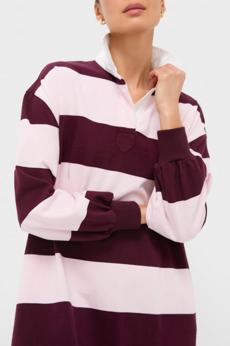 Pink and Winetasting Stripe Travis Rugby Dress