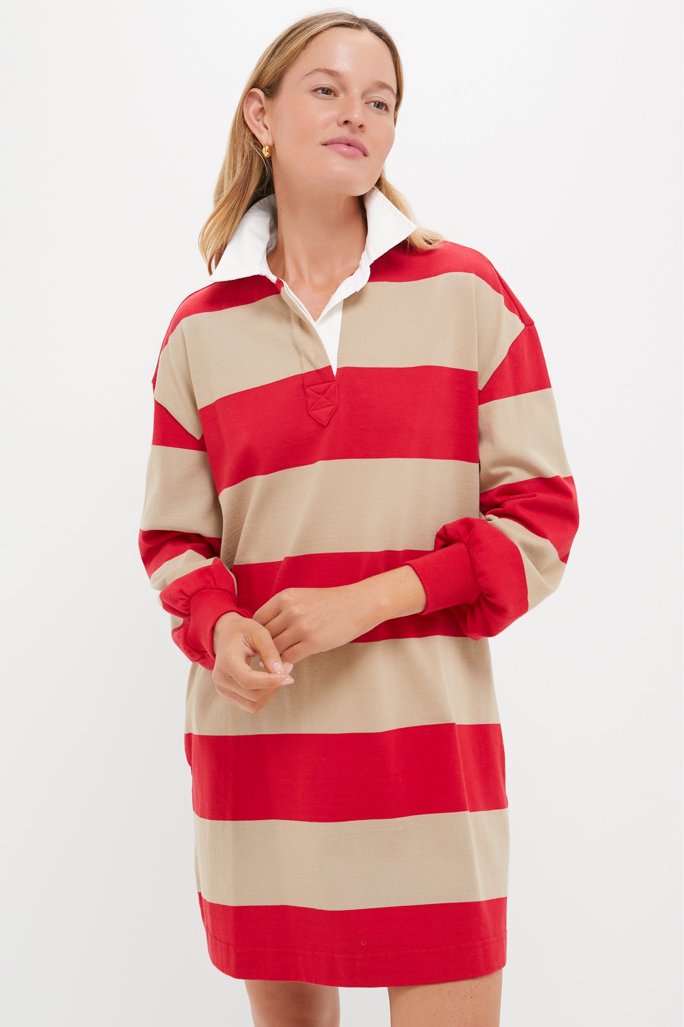 Khaki and Red Stripe Travis Rugby Dress