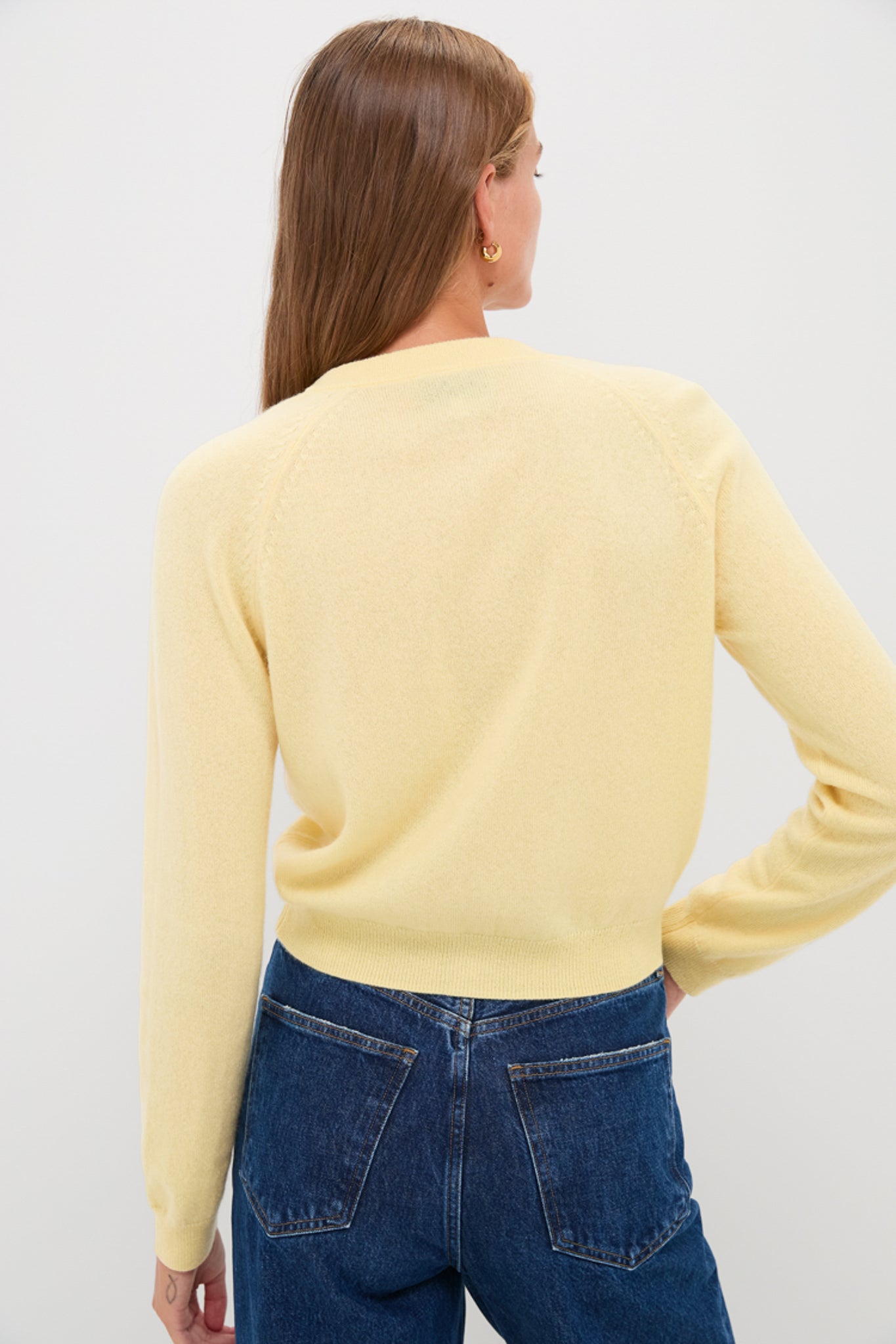 Lightweight Cashmere Butter Yellow Knot Button Cardigan