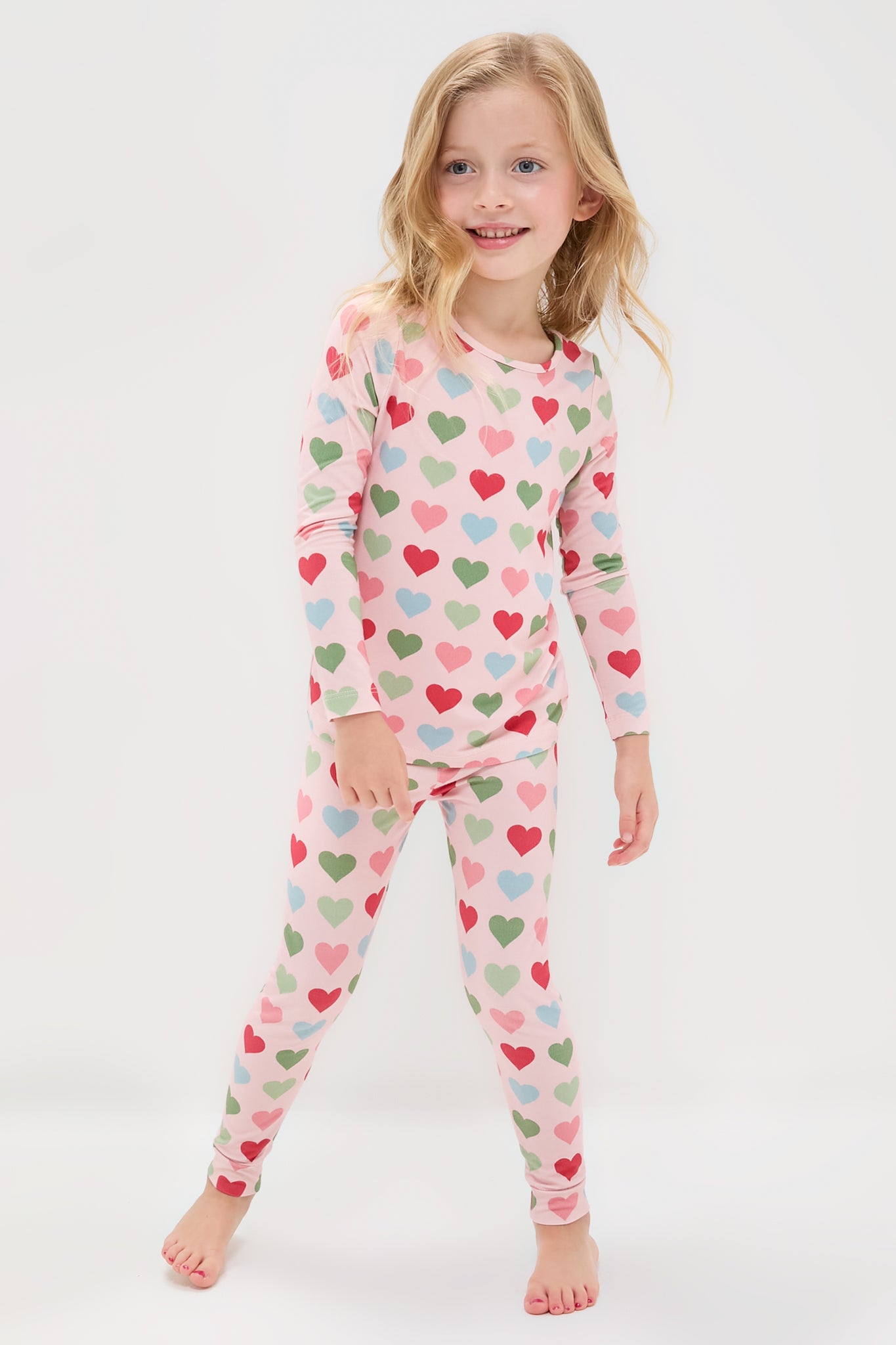 Pink Small Hearts Kids Bamboo Pj Set