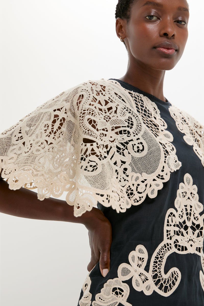 Black Medina Lace Midi Dress