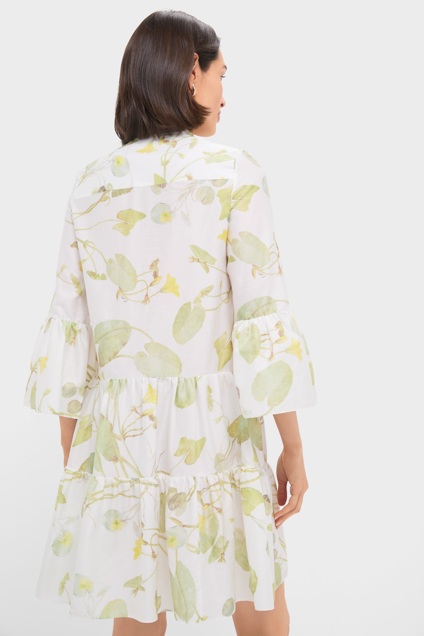Lilypad Vine White Tiered Hem Mini Dress