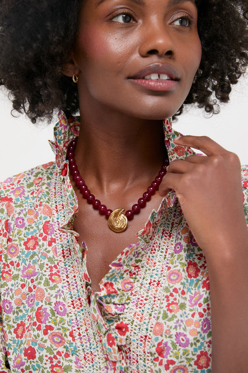 Gold Spiral Gemstone Pendant Necklace