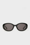 Chloe Marcie black oval sunglasses featuring dark lenses, designed for effortless style.