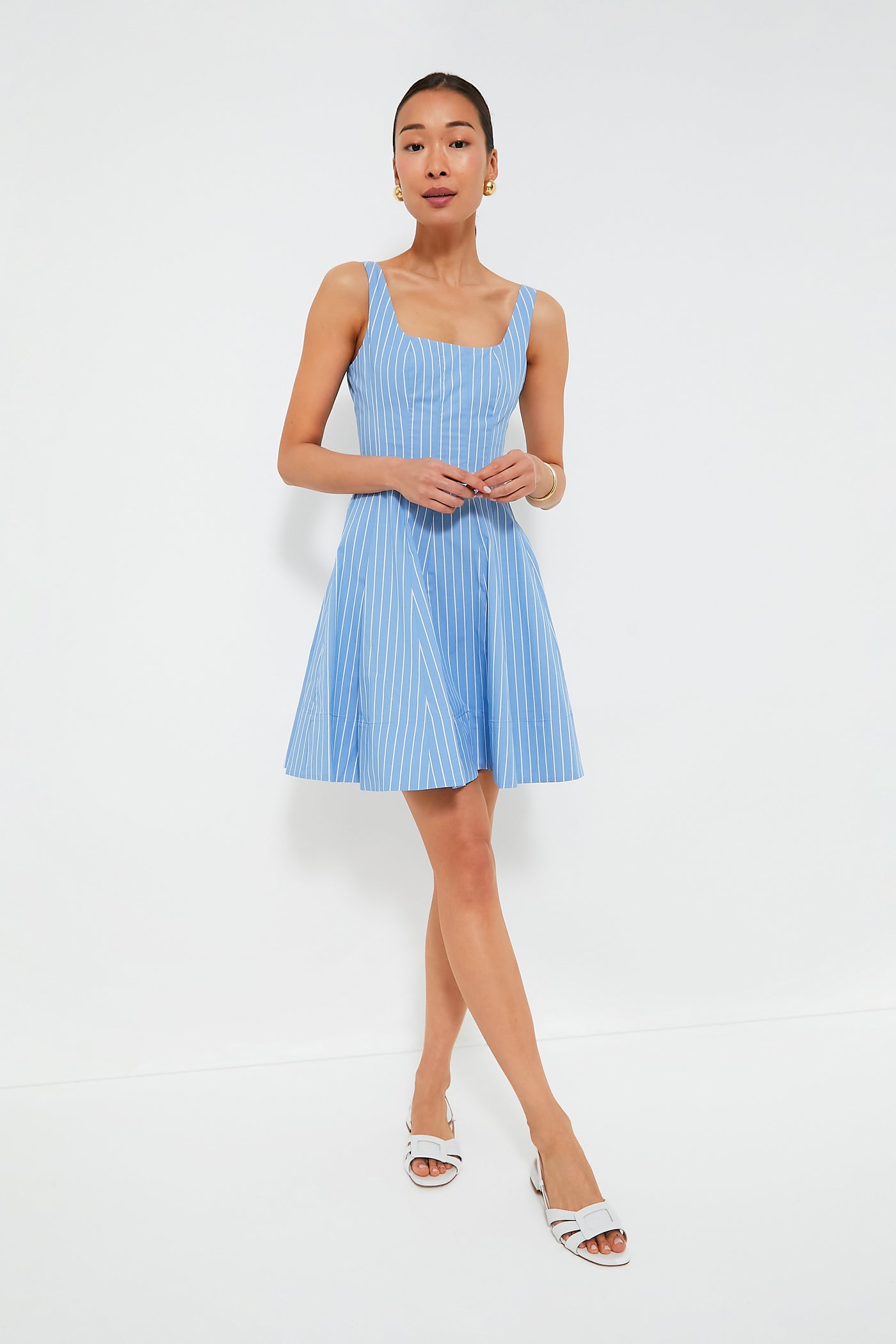 staud blue dress STAUD, Wells in Navy, Size 16 the Le Sable Dress features a side slit and hanging crystal fringe at the hem. Blue Haze Allyson Dress