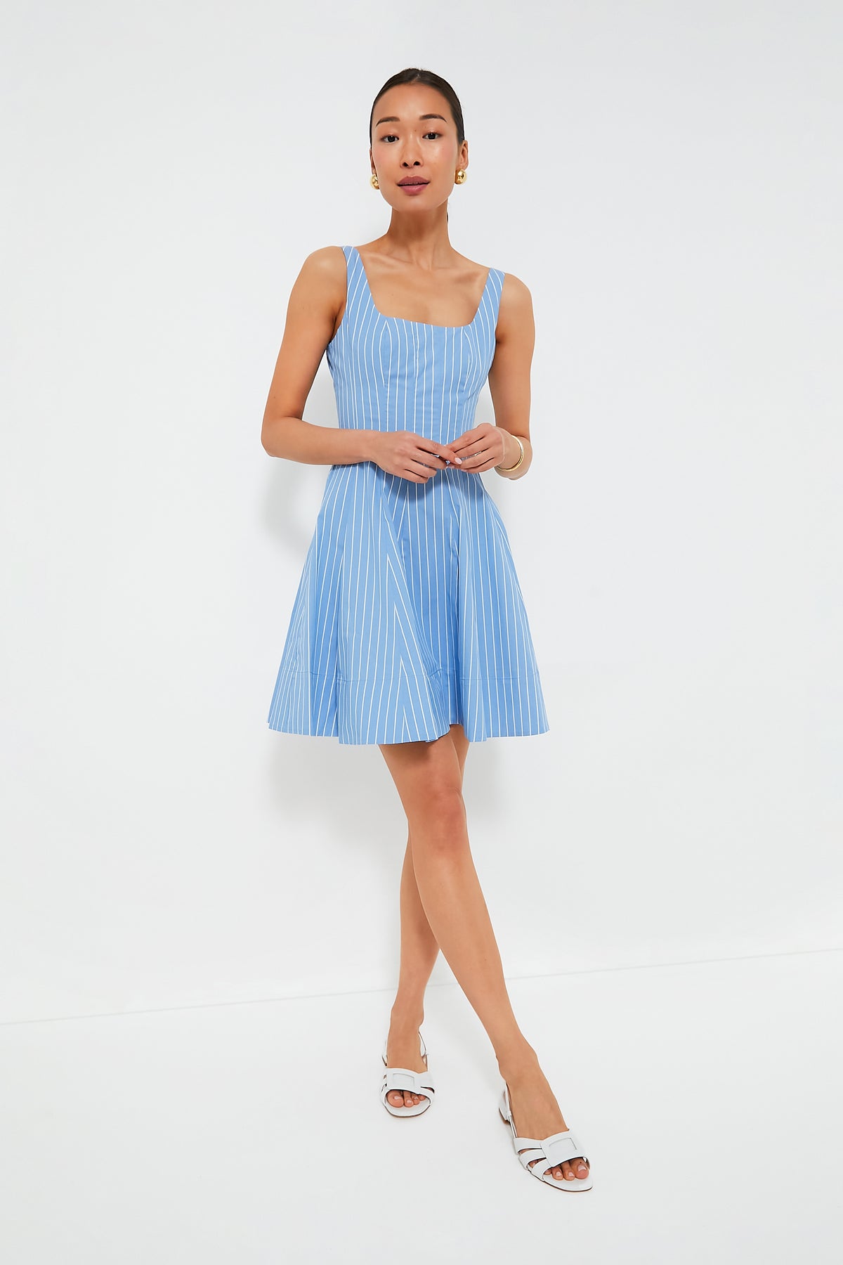 Azure Pinstripe Mini Wells Dress