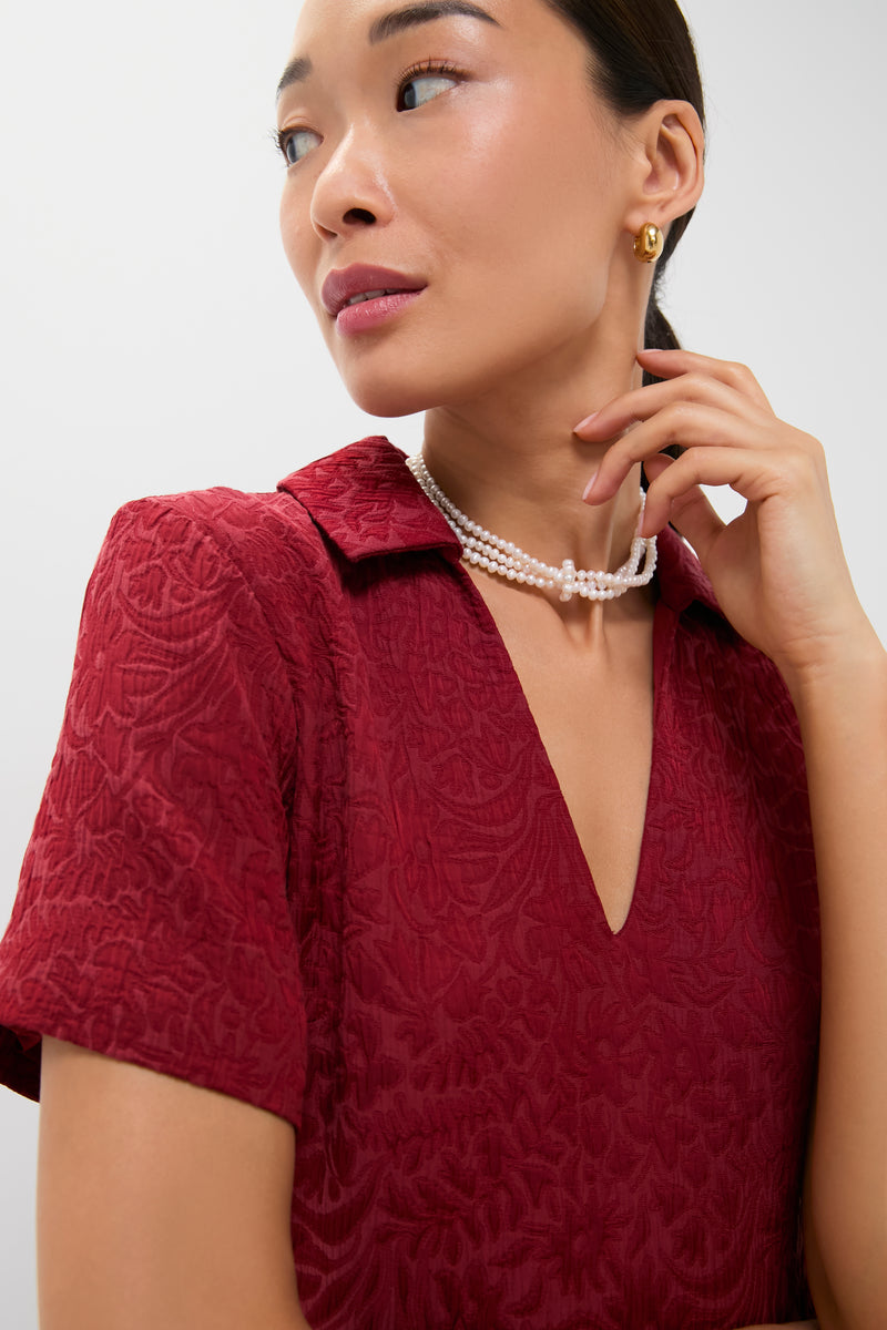 Cranberry Jacquard Adelaide Dress