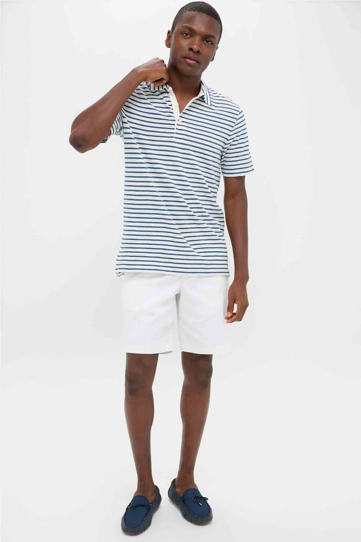 Ivory Breton Stripe Sunwashed Tee Shirt Polo